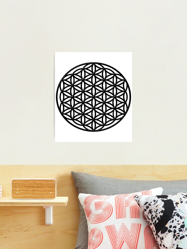 FLOWER OF LIFE – Sacred Geometry fashion Linoleum Printing – Rosewood/Silver