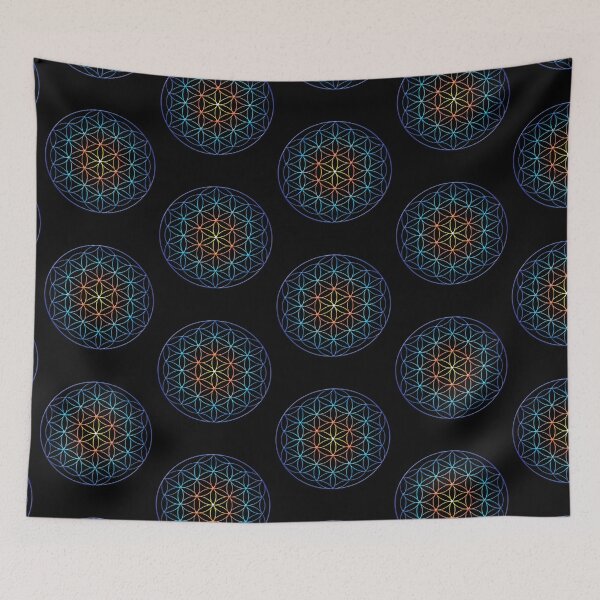 Item preview, Flower of Life Sacred Geometry Symbol (yellow orange blue gradient) designed and sold by Leah McNeir.