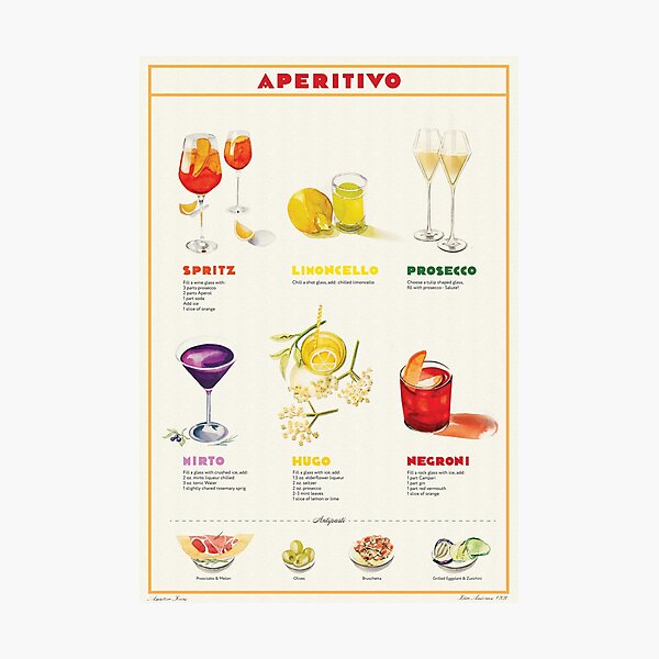 Item preview, Aperitivo Recipe Art designed and sold by lisaadesign.