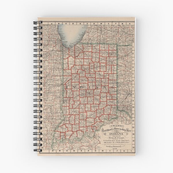 Item preview, Old Map of Indiana (1883) Vintage IN State & County Atlas designed and sold by BravuraMedia.