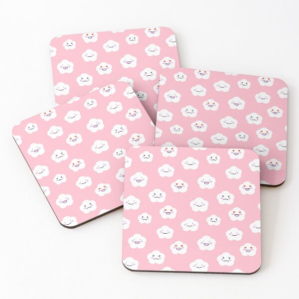 Item preview, Cute Kawaii Cartoon Cloud Face Facial Expression Pattern on Pink  designed and sold by wenjunior.