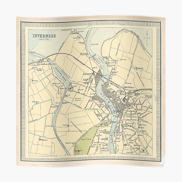 Old Maps Of Inverness Old Inverness Scotland Map (1912) Vintage Inerness City & Street Atlas"  Poster By Bravuramedia | Redbubble