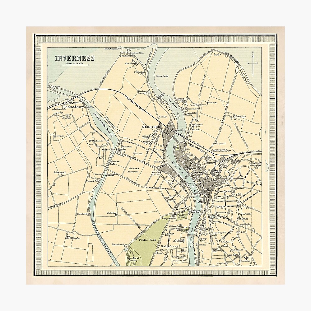 Prints Vintage Inerness City Street Atlas Poster 1912 Old Inverness   Pp,840x830 Pad,1000x1000,f8f8f8 