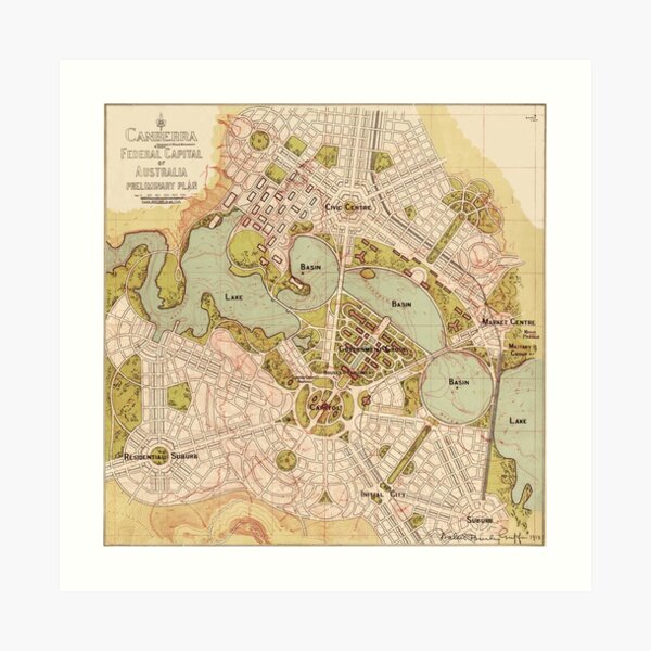 "Map Of Canberra 1913" Art Print for Sale by mollyfare Redbubble