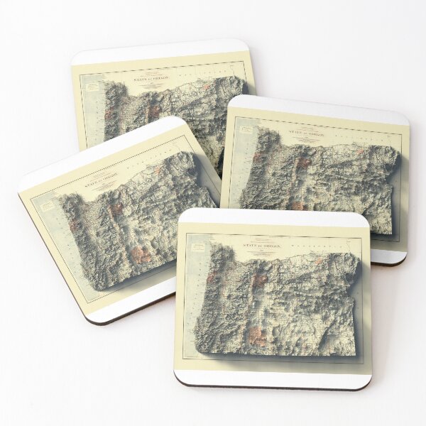 Item preview, 1889 Oregon Relief Map 3D digitally-rendered designed and sold by ThinkAboutMaps.
