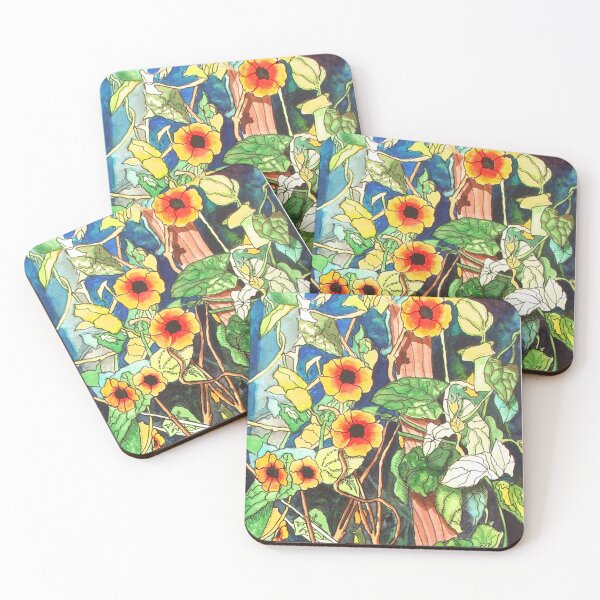 Item preview, Garden Blooms In The Evening Watercolor Painting designed and sold by KarisCanvasShop.