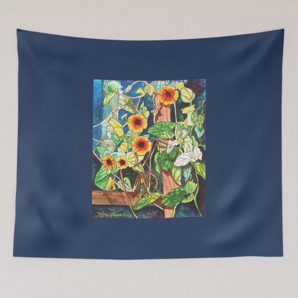 Item preview, Garden Blooms In The Evening Watercolor Painting designed and sold by KarisCanvasShop.