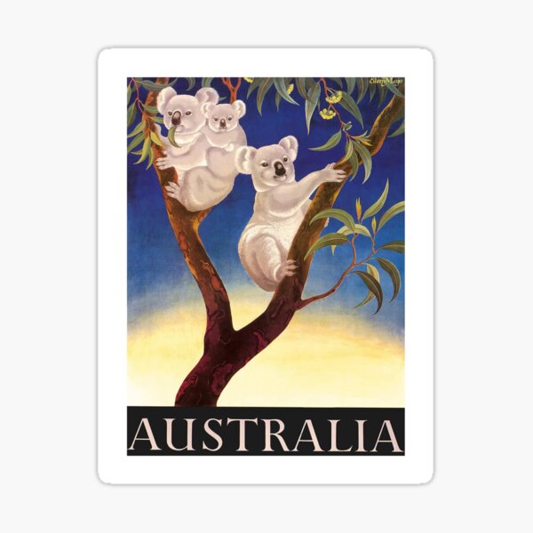 Vista previa del artículo con la obra «Cartel de viaje de Australia Koalas 1956», diseñado y vendido por retrographics.