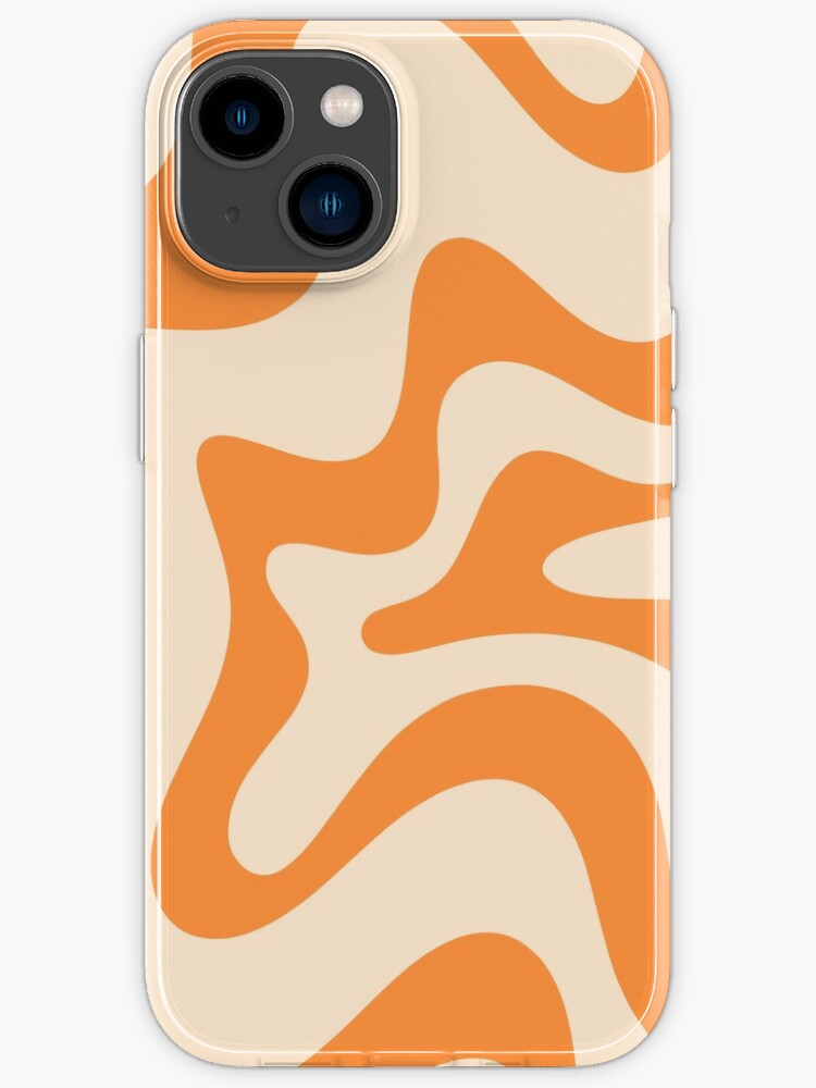 Retro Liquid Swirl Abstract Pattern Square Tangerine Orange Tones