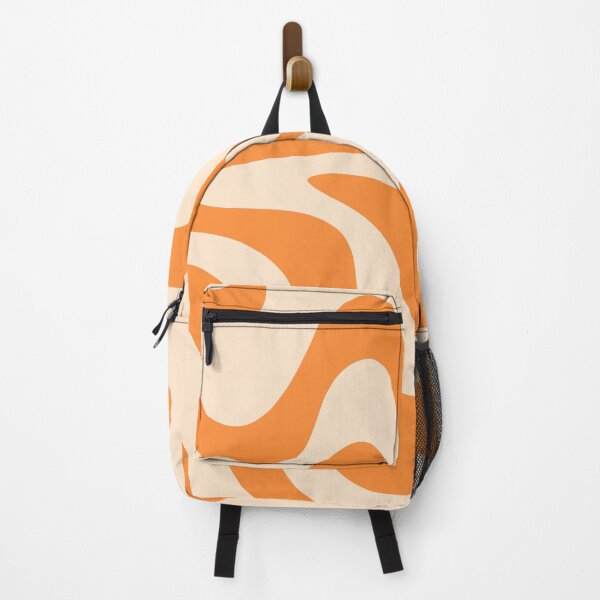 Item preview, Retro Liquid Swirl Abstract Pattern Square in Medium Light Tangerine Orange and Peach Tones designed and sold by kierkegaard.