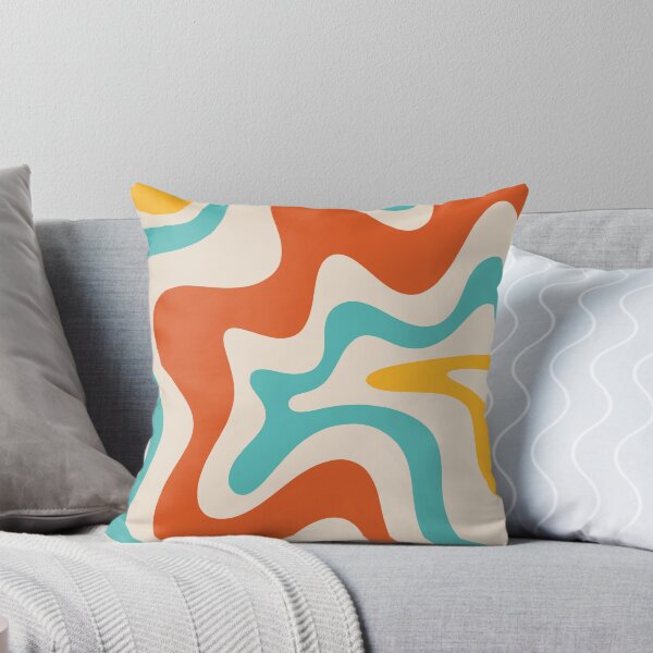 Item preview, Retro Liquid Swirl Abstract Pattern Square in Mid Century Modern Burnt Orange, Teal Blue, Mustard Yellow, and Beige designed and sold by kierkegaard.