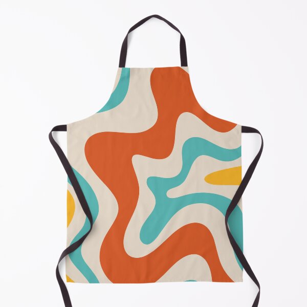 Item preview, Retro Liquid Swirl Abstract Pattern Square in Mid Century Modern Burnt Orange, Teal Blue, Mustard Yellow, and Beige designed and sold by kierkegaard.