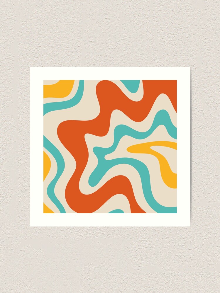 Mid-century Modern Wall Art Custom Size Art Print, Mid Century Art, Modern  Living Room Decor, Burnt Orange Baby Blue Mustard 