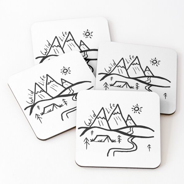 Item preview, Wild Life In the Great Outdoors - camping, tent, nature, hiking, kids drawing illustration designed and sold by VisionQuestArts.