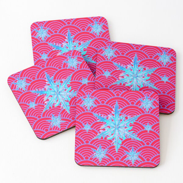 Item preview, DECORATIVE BLUE-WHITE WINTER  SNOWFLAKES ON  RED PATTERNS designed and sold by sharlesart.