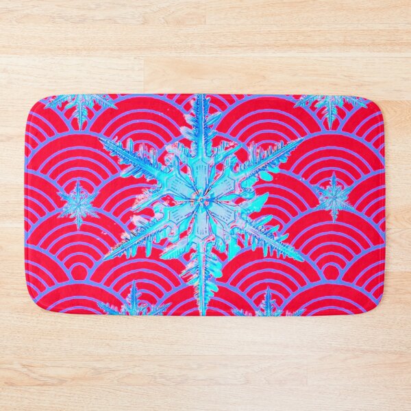 Item preview, DECORATIVE BLUE-WHITE WINTER  SNOWFLAKES ON  RED PATTERNS designed and sold by sharlesart.