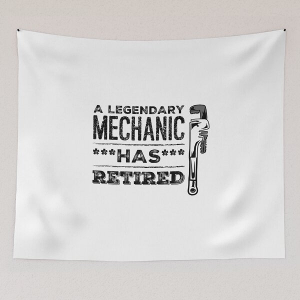 Item preview, A Legendary Mechanic Has Retired with Wrench Black Font designed and sold by HppyStrngHelthy.