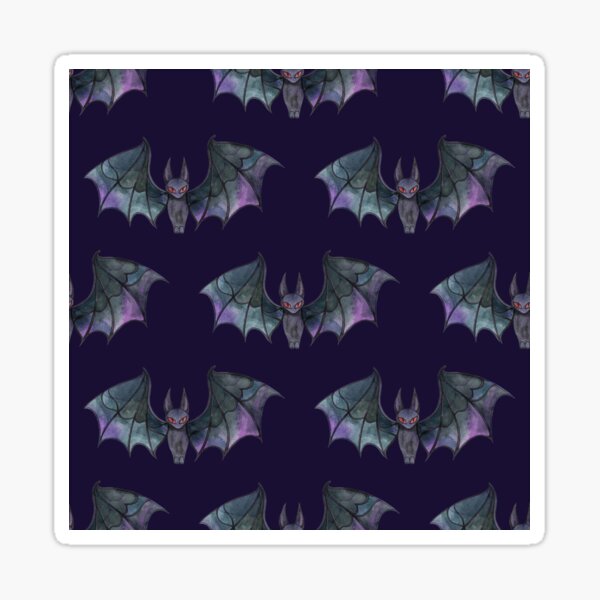 Cute Halloween Bat Pattern On Dark Background Sticker