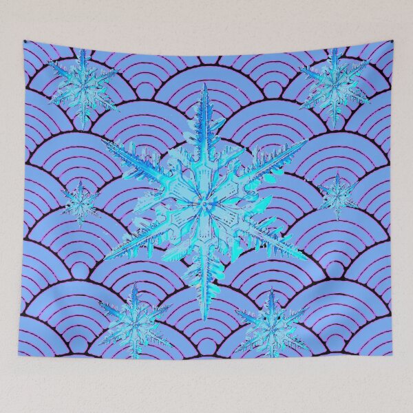 Item preview, DECORATIVE BLUE-WHITE WINTER  SNOWFLAKES ON  BLUE  ABASTRACT  PATTERNS designed and sold by sharlesart.