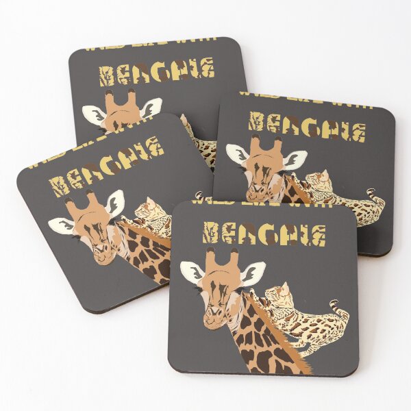 Item preview, bengal cat jumping on giraffe skiair illustration designed and sold by skiair.