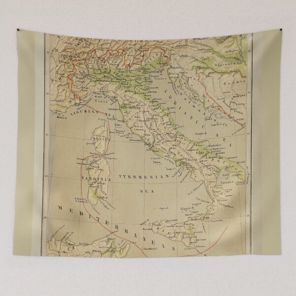 Item preview, Old Italy Physical Map (1881) Vintage Italian Topography Atlas designed and sold by BravuraMedia.