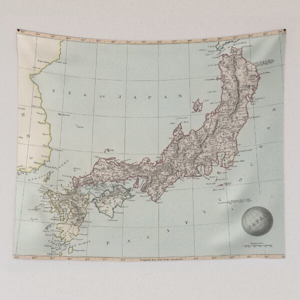 Item preview, Old Japan Map (1850) Vintage Nippon Atlas designed and sold by BravuraMedia.