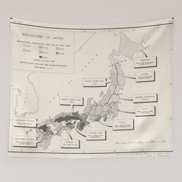 Item preview, Old Japan Agricultural Map (1942) Vintage Japanese Farming Atlas designed and sold by BravuraMedia.