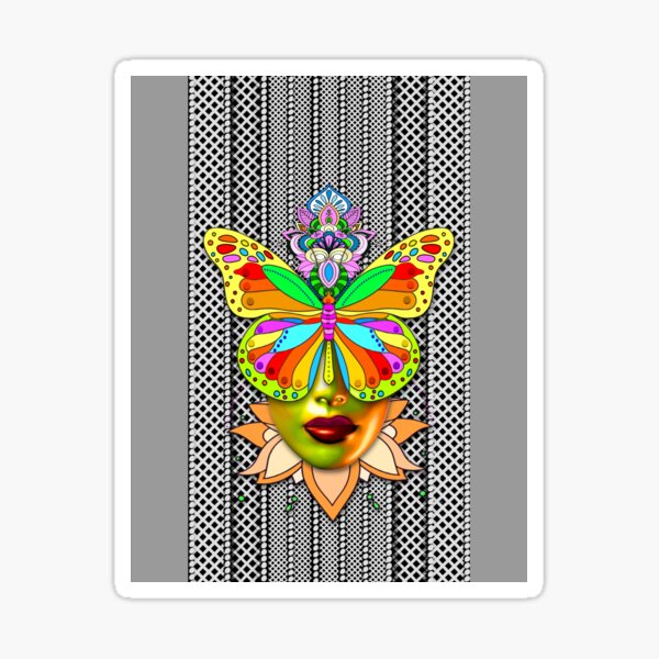 Creative Mandala Butterfly Woman Face 3 Sticker