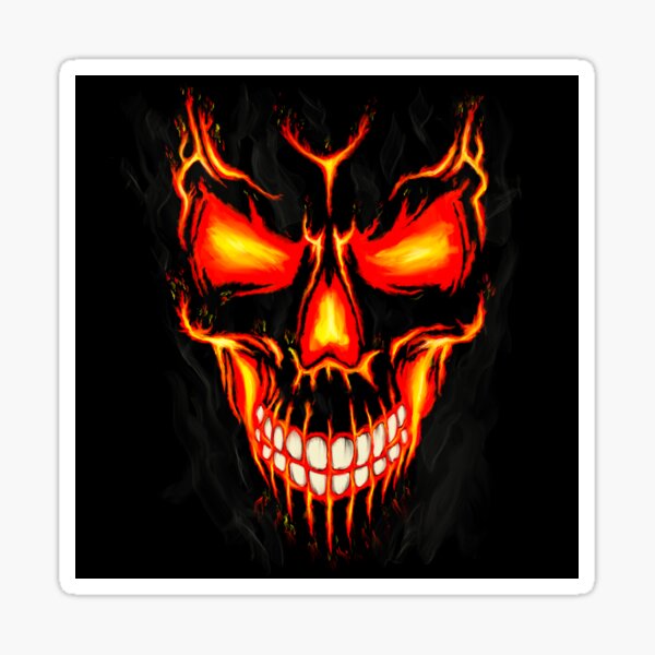 Flaming Skull And Crossbones Decal Sticker