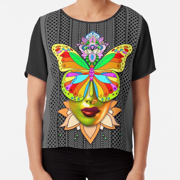 Creative Mandala Butterfly Woman Face 4 Chiffon Top