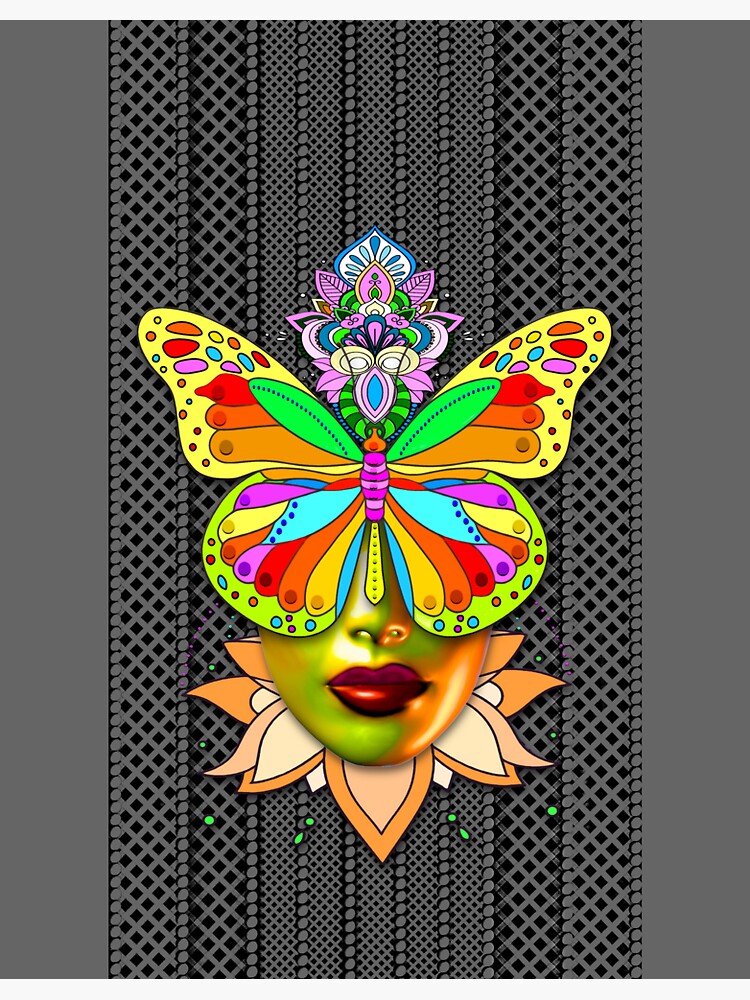 Thumbnail 3 of 3, Sticker, Creative Mandala Butterfly Woman Face 4 designed and sold by Vk91.