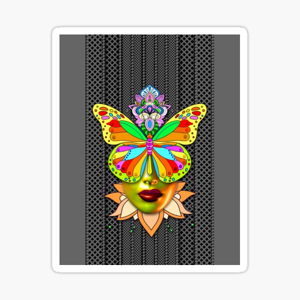 Creative Mandala Butterfly Woman Face 4 Sticker