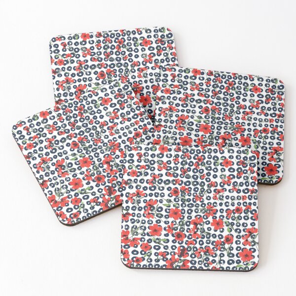 Item preview, Scattered Poppies Navy Spots designed and sold by Redhillcreative.
