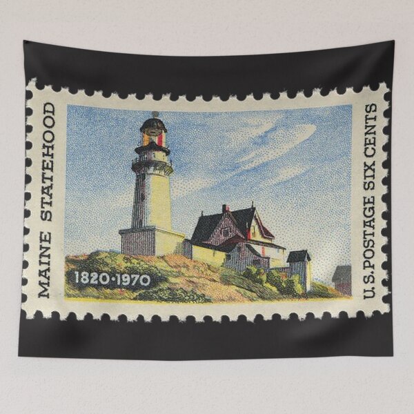Item preview, Maine Statehood 150 Anniversary US Postage Stamp 6 cents, Beach, Ocean, Lobster, Portland, Lighthouse, Ocean, Beach, Freeport,  designed and sold by Nostrathomas66.