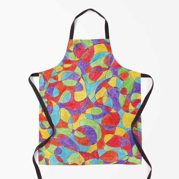 Hand Drawn Rainbow Color Doodle Pattern Apron