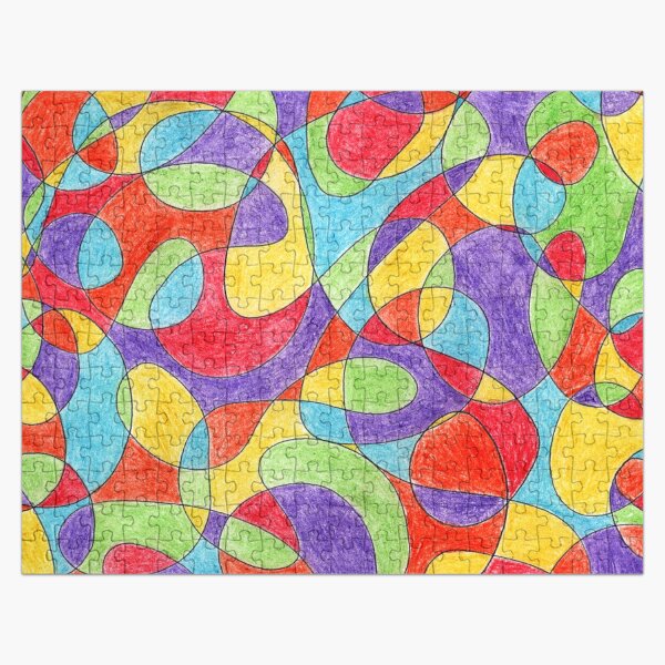 Hand Drawn Rainbow Color Doodle Pattern Jigsaw Puzzle