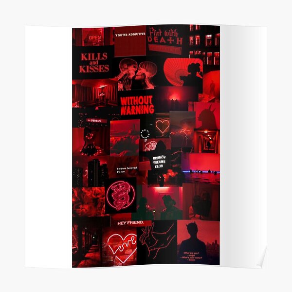 Red Aesthetic Collage Poster For Sale By Celestivl Redbubble