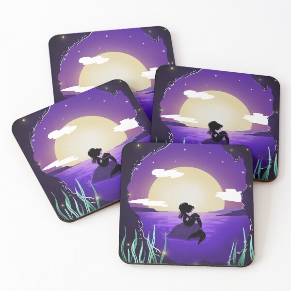 Item preview, Fantasy Book Scene. Mermaid on a Rock by Moonlight. designed and sold by shirtdan.