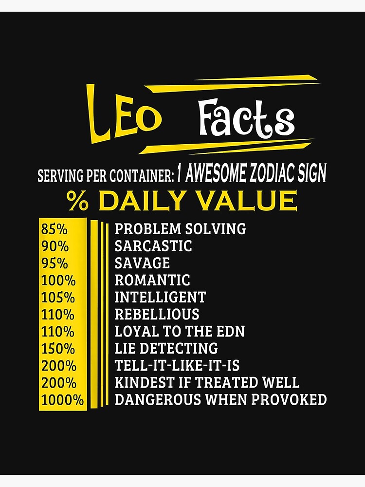 Leo Facts Zodiac Born In July 23 August 22 Art Board Print For Sale By Gyoungbo3 Redbubble