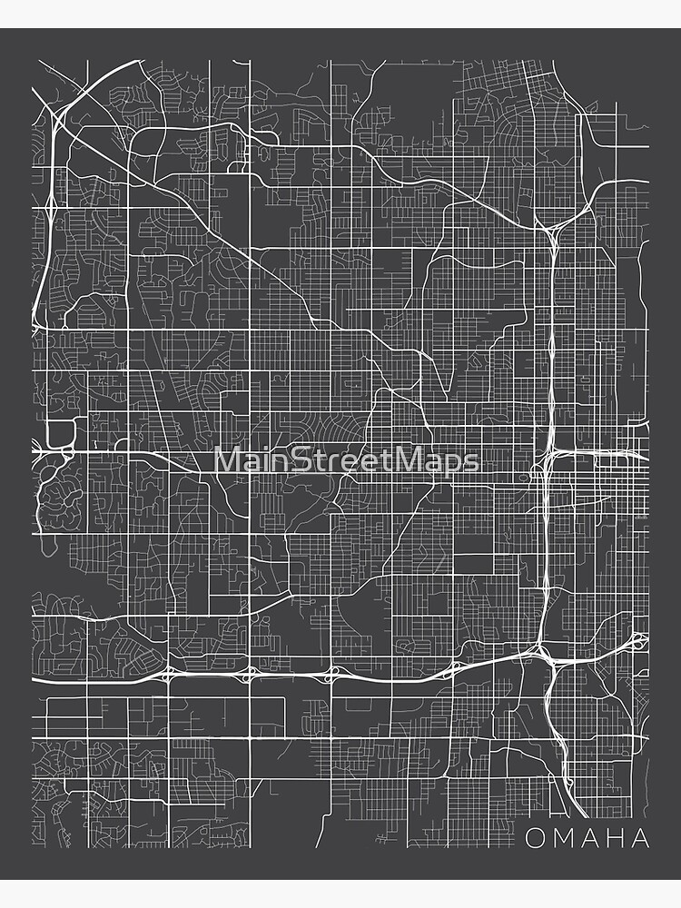 Discover Omaha Map, USA - Gray Premium Matte Vertical Poster