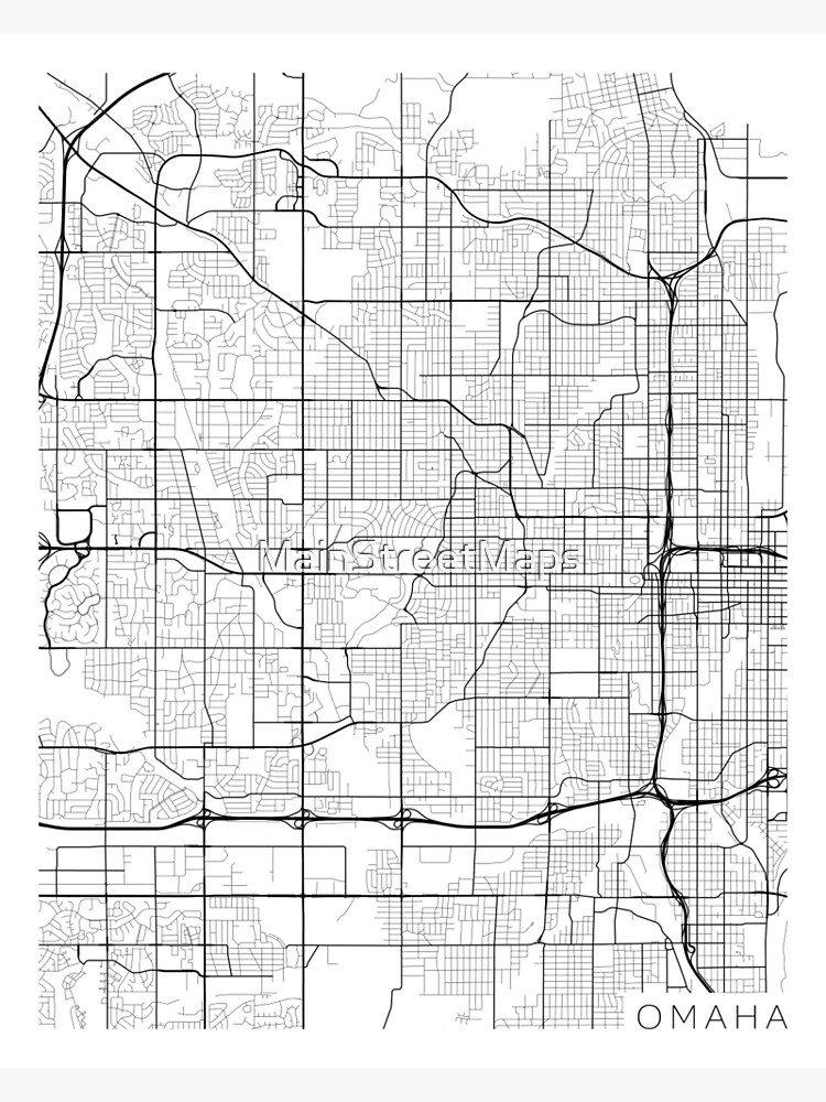 Discover Omaha Map, USA - Black and White Premium Matte Vertical Poster