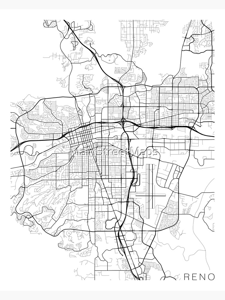 quot Reno Map USA Black and White quot - Flat,750x,075,f Pad,750x1000,f8f8f8.u3