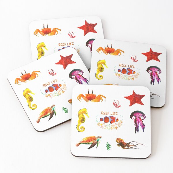 Artikelvorschau, Riffleben Krabben Seesterne Kelp Seegras Clownfische Meeresschildkröten Tintenfische Quallen Seepferdchen Stickerpaket entworfen und verkauft von CBCreations73.