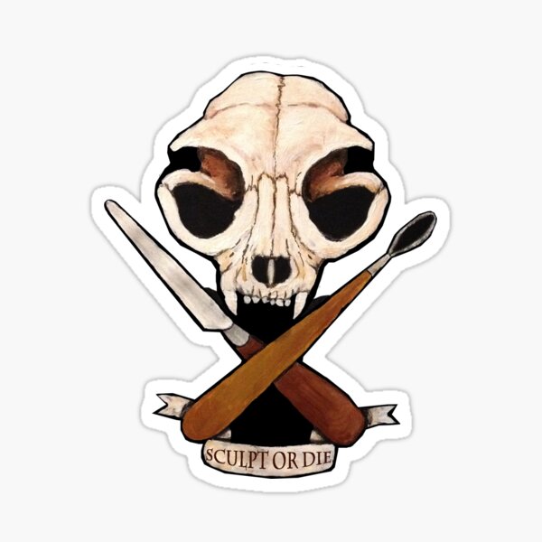 Sculpt or Die Cat Skull Jolly Roger Sticker