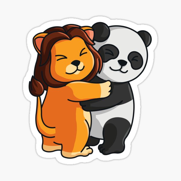 Artikel-Vorschau von Löwe umarmt Panda niedliche Tiere knuddeln, designt und verkauft von 123428094.