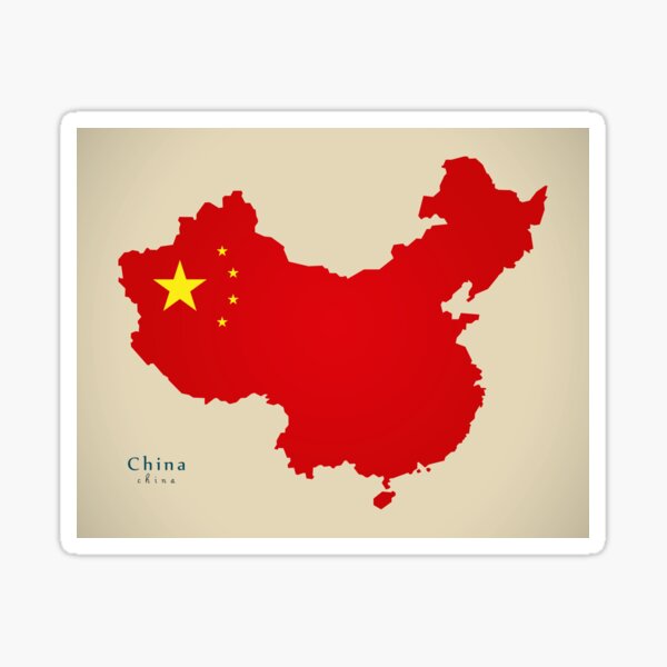 Aperçu de l'œuvre Carte moderne - Chine colorée avec la carte des couleurs nationales CN créée et vendue par Ingo Menhard.
