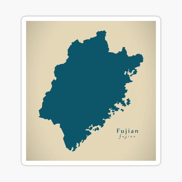 Aperçu de l'œuvre Carte moderne - carte de la province du Fujian Chine CN créée et vendue par Ingo Menhard.