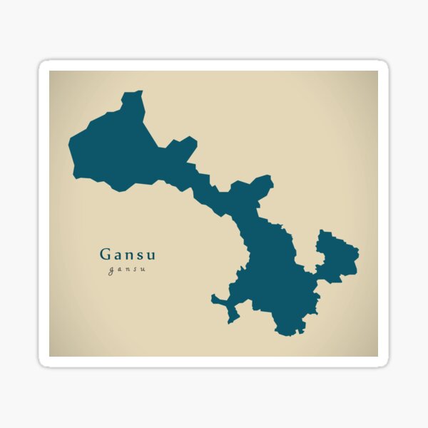 Aperçu de l'œuvre Carte moderne - carte de la province du Gansu Chine CN créée et vendue par Ingo Menhard.