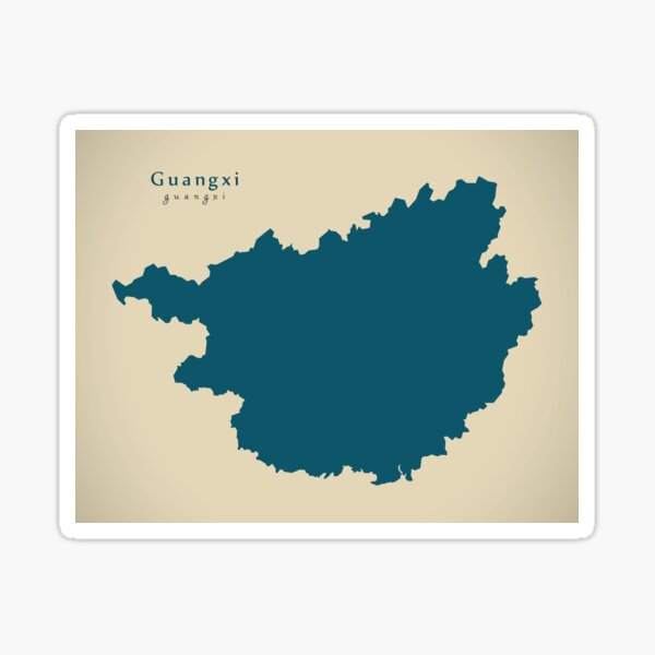 Aperçu de l'œuvre Carte moderne - carte de la province du Guangxi Chine CN créée et vendue par Ingo Menhard.