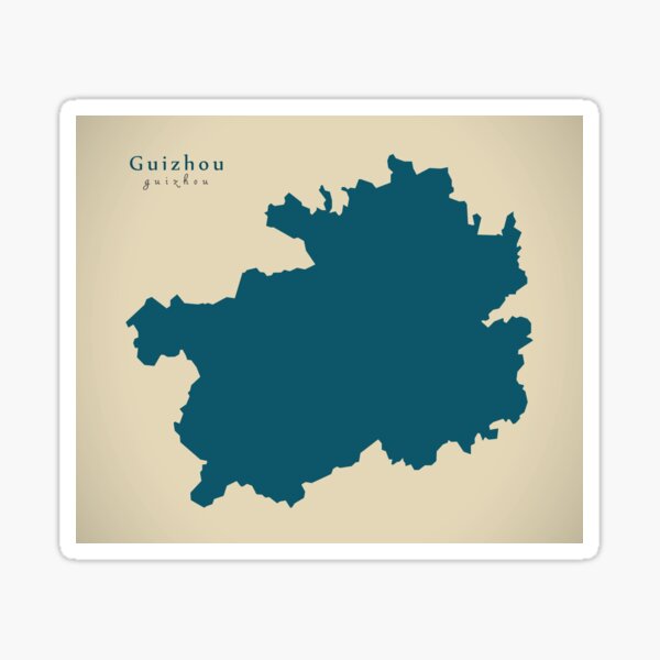 Aperçu de l'œuvre Carte moderne - carte de la province du Guizhou Chine CN créée et vendue par Ingo Menhard.